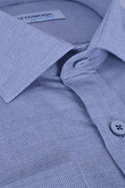 Ottomoda Erkek Gri-laci Uzun Kollu %100 Pamuklu Regular Gömlek,ot-c-20136