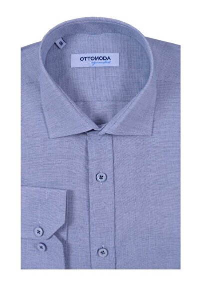 Ottomoda Erkek Gri-laci Uzun Kollu %100 Pamuklu Regular Gömlek,ot-c-20136