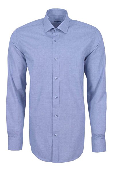 Ottomoda Erkek Gri-laci Uzun Kollu %100 Pamuklu Regular Gömlek,ot-c-20136