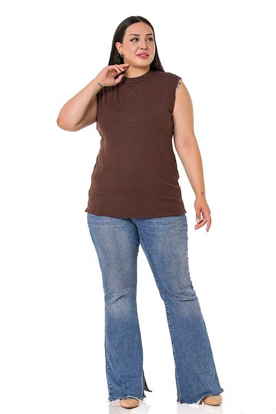 DISENTIS MODEST Large Size Half Fisherman Long Viscose Brown Body with Slits on the Sides
