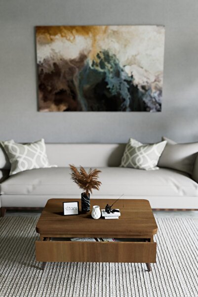 kolexonline Berlin Sihirli Masa Çalışma Masası Yemek Masası Sehba Ceviz Renk