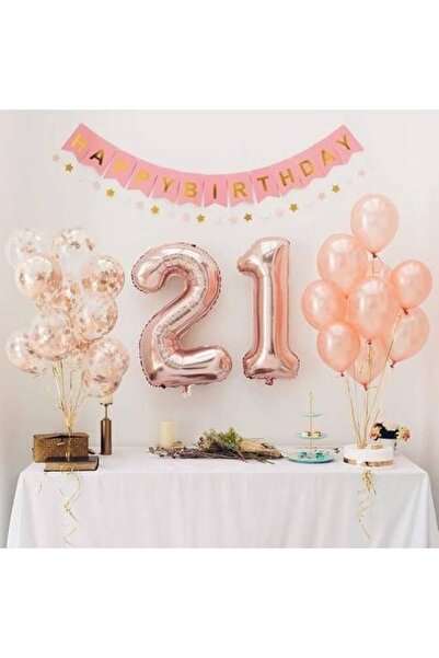MERİ PARTİ مجموعة بالونات فويل عمرها 21 عامًا مجموعة بالونات عيد ميلاد سعيد م...