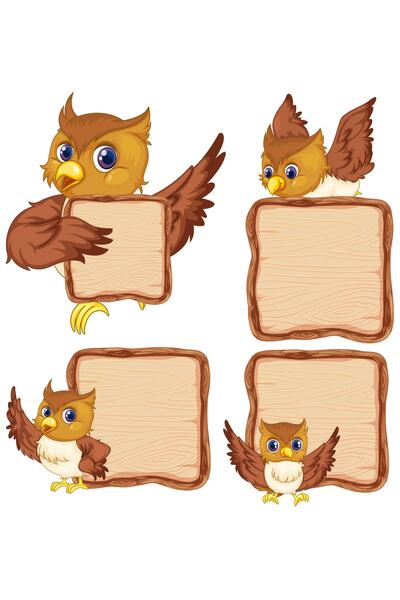 TELLGRAF REKLAM HİZMETLERİ Owl School Notebook-Book Sticker (4x4 Cm 24 Pieces)