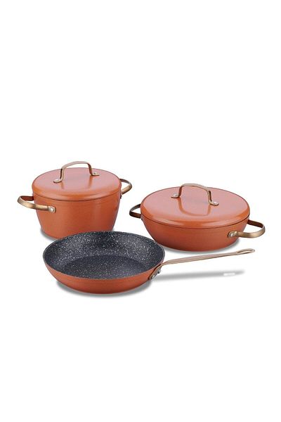 KORKMAZ Vintage Tan 5 Piece Cookware Set -new Model-