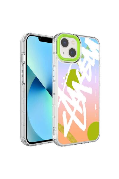 zore Iphone 13 Kılıf Renkli Desenli Sert Silikon Korn Kılıf