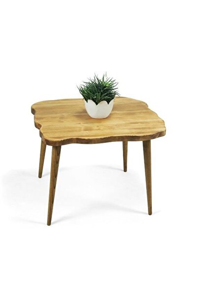 Mobenta Doğal Ağaç Masif Kütük Lata Orta Sehpa 65cm X 65cm Ağaç Ayak