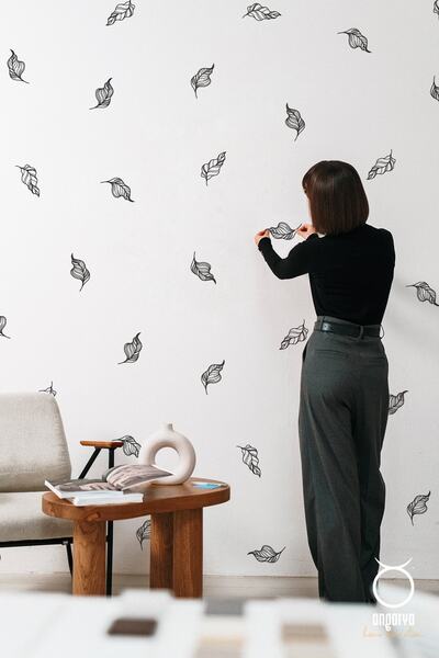 ANGARYA Bohem Ve Modern Stil, Dekoratif Çizgisel Yapraklar, Ev Dekorasyon, Şe...