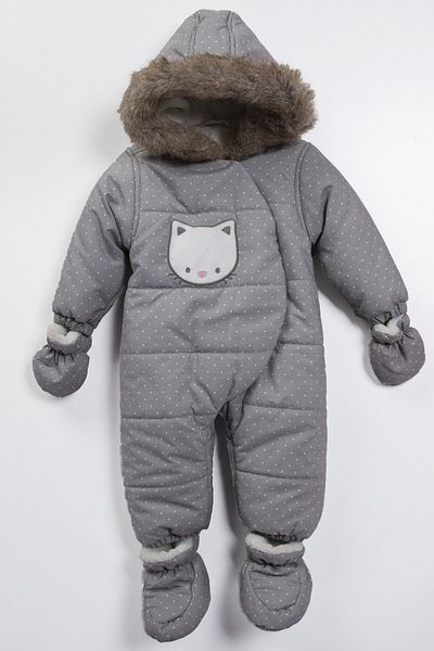 Midimod Gold Baby Girl Astronaut Winter Cosmonaut Jumpsuit with Thick Fleece Inside Gloves and Slippers