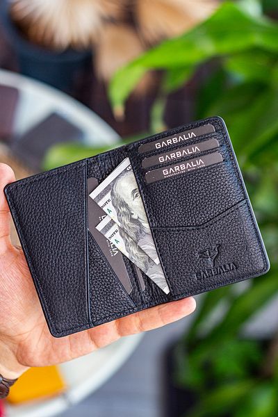 Garbalia Buenos Genuine Leather Minimal Design Black Card Holder Wallet