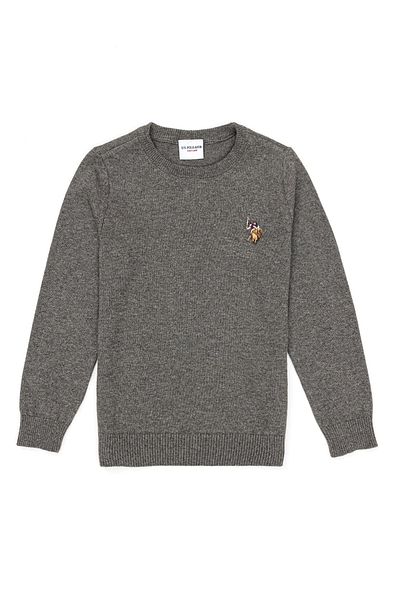 U.S. Polo Assn. Pulover pentru băiat cu decolteu drept gri Melange Ecb01-sk22