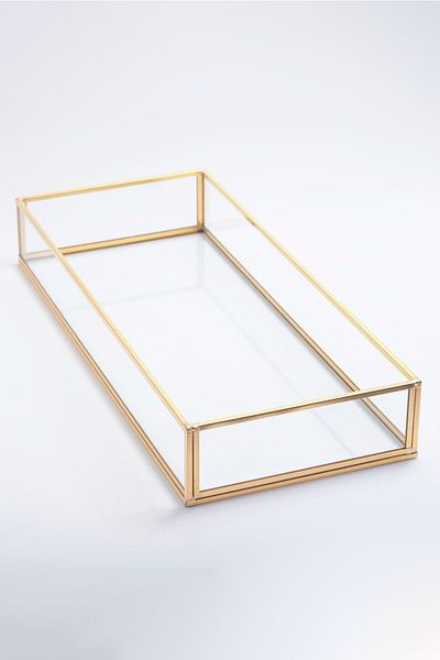 El Crea Designs 35x15x6cm Promise Engagement Tableware Kitchen Serving Ring Presentation Tray Groom Coffee Organization Gold Brass