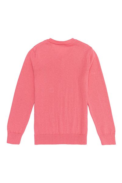 U.S. Polo Assn. سترة بناتي وردية سادة برقبة على شكل حرف V Td02-kids-bsk22