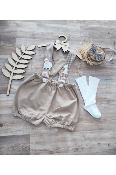 Feriatolye Koyun Figurlu Çiftlik Konsepti Doğum Günü Kostümü 1 Yaş Çekim Kıya...