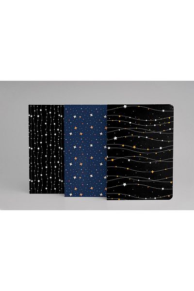 daystore طقم دفتر ملاحظات مكون من 3 قطع بتصميم نجمة - مقاس A5 - مخطط - 13x21 سم - 64 صفحة