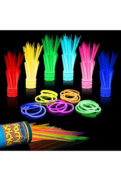 MOBGİFT Glow Stick Fosforlu Neon Çubuk 100 Lü Paket