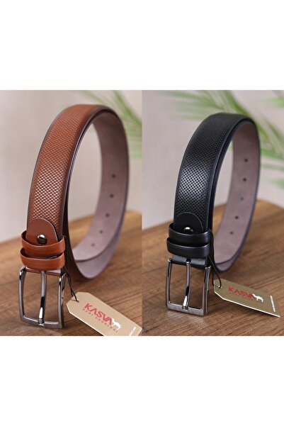 KASVA DERİ 2 Pieces 3.5 Cm Artificial Classic Belt