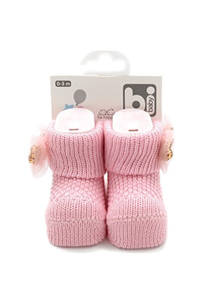 Bibaby جوارب أطفال مرصعة باللؤلؤ - 68301 فيونكة وردية