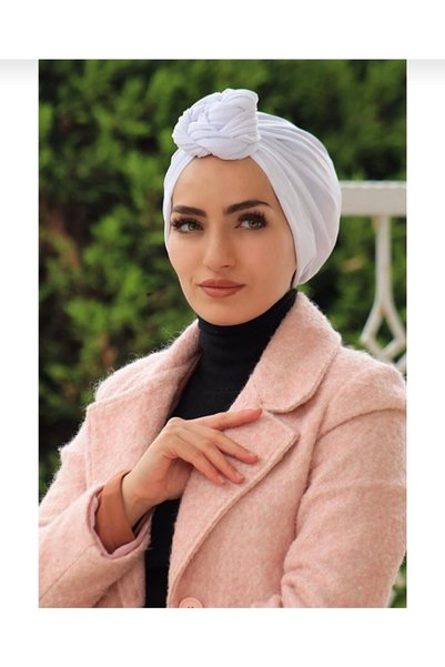 Ayselcehobi Şal Bonnet Ready cu șnur de design pentru femei, alb