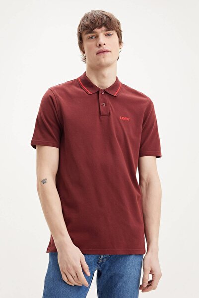Levi's تيشيرت رجالي مريح بياقة بولو باللون الأحمر الداكن - A3121-0001