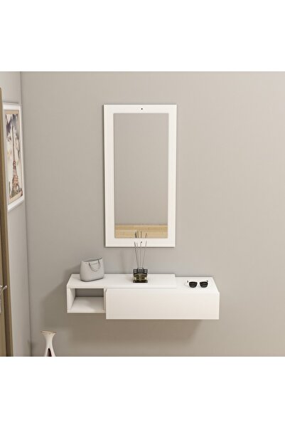 ARNETTİ Vien Çekmeceli Raflı Duvara Monte Aynalı Dresuar, Beyaz - Vien