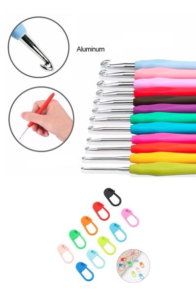 Artus Tedarik Örgü Yünü Tığ Seti Slikon Saplı 2 - 3 - 4 - 5'no Ilmek Işaretleyici