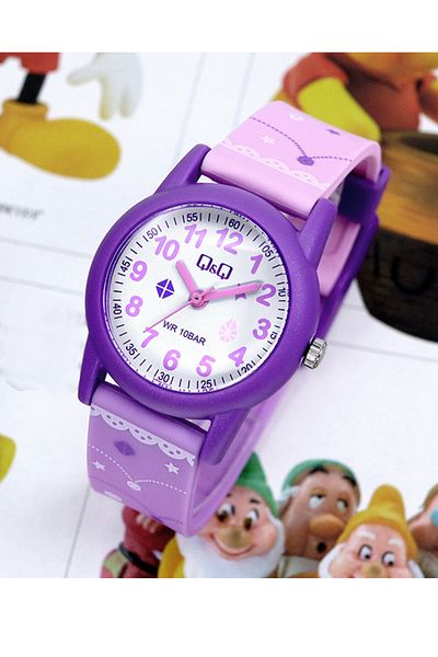 Q&Q 10 Atm Waterproof Purple Color Girl's Wristwatch
