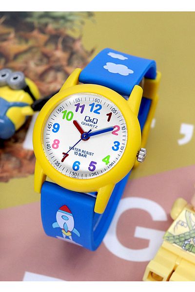 Q&Q 10 Atm Waterproof Blue Girl-Boy Wristwatch