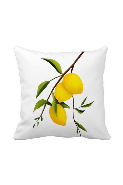 QueenHome One Sided Printed Lemon Pattern Single Throw Pillow Cover