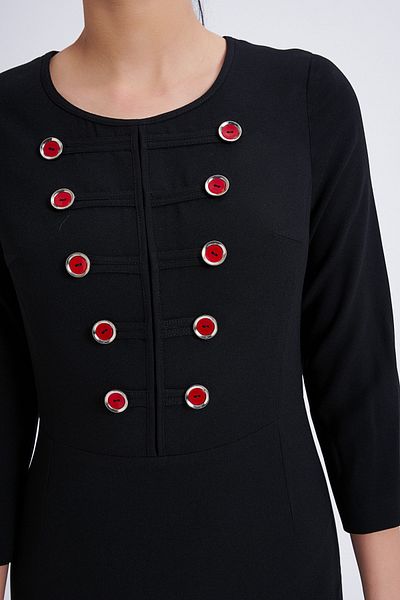 Balizza Round Neck Dress with Button Accessories