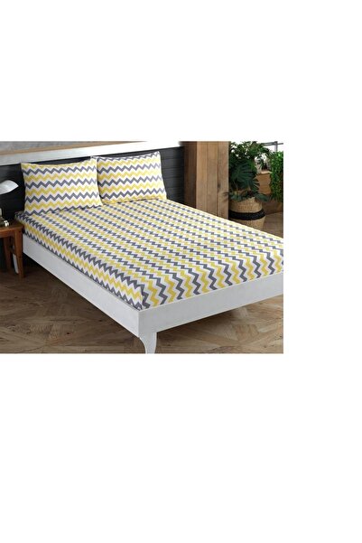 Mert Collection Çarşı Preveliki elastični Ranforce Čaršav set žuti cik-cak