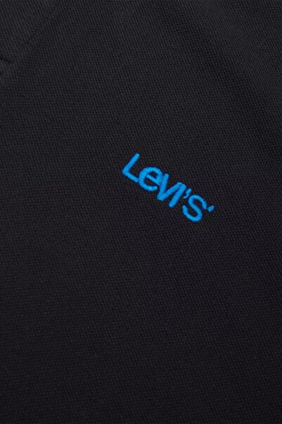 Levi's Men's Black Blue Embroidery Polo T-shirt - A3121-0002