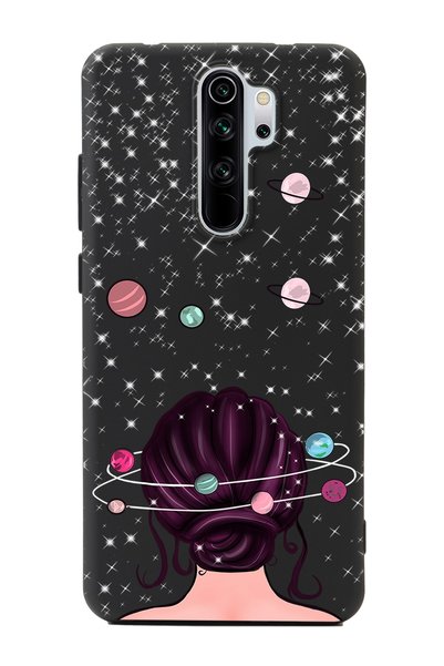 Spoyi Xiaomi Redmi Note 8 Pro Compatible Space Girls Design Black Premium Phone Case