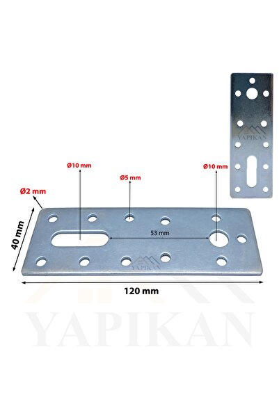 Yapıkan 4 Adet Düz Demir Gönye Köşebent 2x40x120mm - Mobilya Dolap Raf Masa K...
