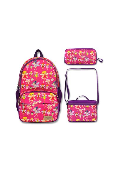 Famebag - Cennec Pink Fairy Printed School Bag-Lunch Bag -Σετ τσάντα με θήκη ...