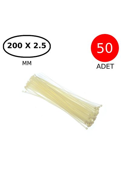 Tek-İş مشبك كابل فيلكرو 200 مم × 2.5 مم أبيض 50 قطعة
