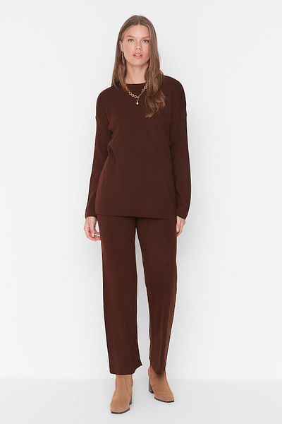 Trendyol Collection Brown Knitwear Top and Bottom Set - Twoaw23Au00244