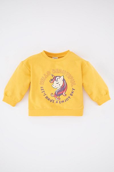 DeFacto Baby Girl Crew Neck Unicorn Printed Sweatshirt
