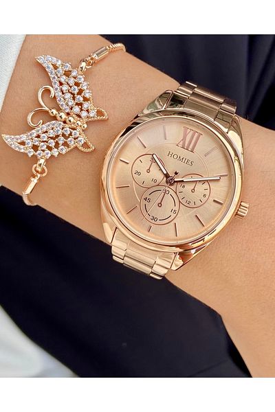 Homies Women's Wristwatch and Gift Bracelet Set