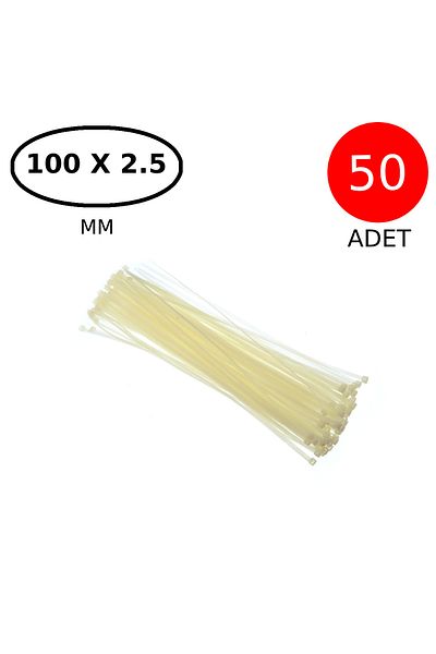 Tek-İş مشبك كابل فيلكرو 100 مم × 2.5 مم أبيض 50 قطعة