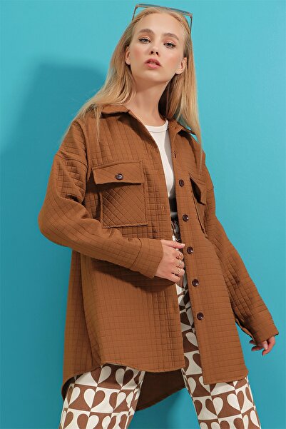 Trend Alaçatı Stili Jacket - Brown - Oversize