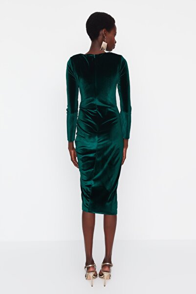 Trendyol Collection Rochie de seara cu guler verde smarald TPRAW22EL1877