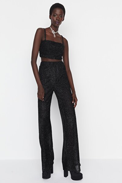 Trendyol Collection Black Glitter Lower Upper Set TPRAW23AU00011