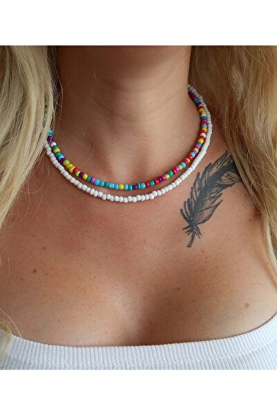 DENİZDENAL Kum Boncuk Kolye 2 Li Tarz