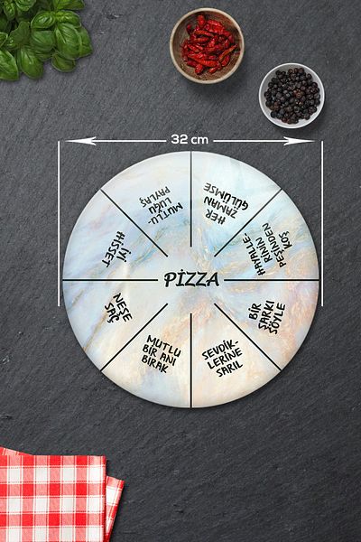 Decorita Pizza Serving Plate| Supreme Marble| Mottolu Pizza Plate| Diameter 32cm