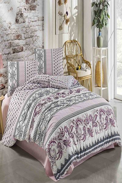 Kristal By Taç Terry Cotton Double Duvet Cover Set - Karlina Dried Rose