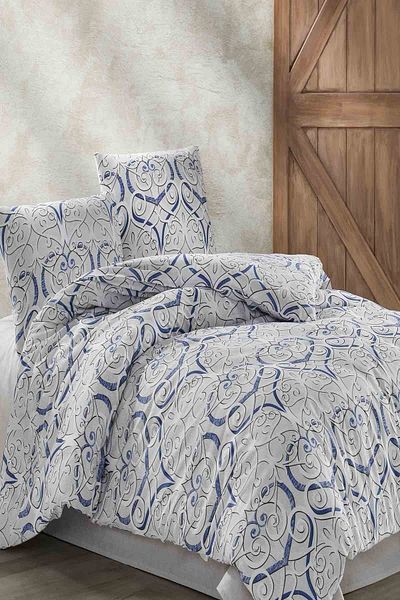 Kristal By Taç Terry Cotton Double Duvet Cover Set - Romana Gray