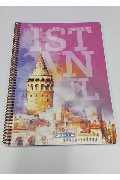Gıpta Istanbul Themed A4 Spiral Checked Notebook