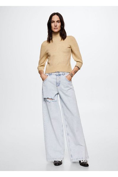 MANGO Woman Pulover tricotat cu guler rotit