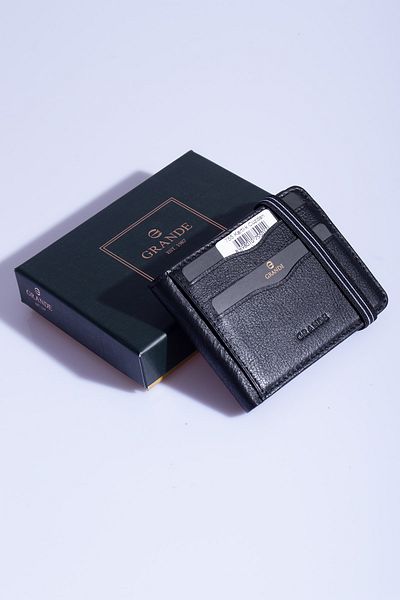 Grande 755 100% Genuine Leather Men's Wallet Card Holder Black-green