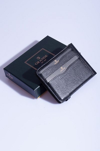 Grande 755 100% Genuine Leather Men's Wallet Card Holder Black-green